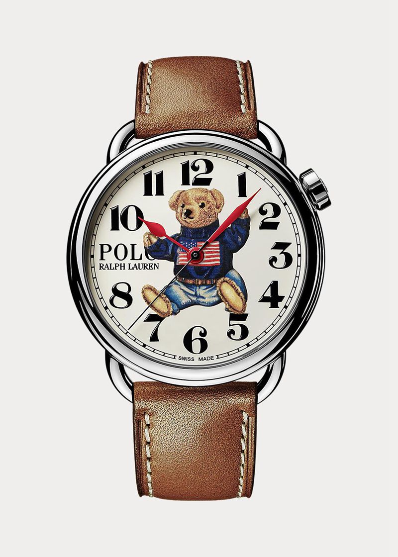 Relojes Polo Ralph Lauren Mujer Sitting Polo Bear 42 Mm Steel Watch Chile Blancas JGUHL-1862